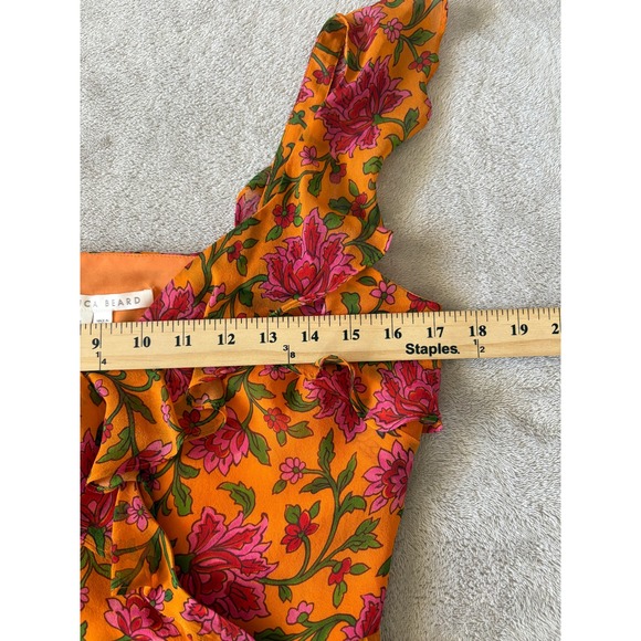 Veronica Beard Size 4 Randa Ruffle Floral Silk Top Peplum Flare Romantic - Picture 3 of 8